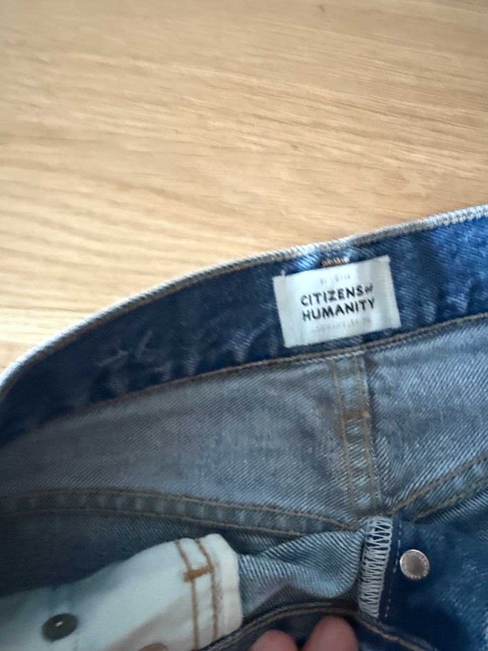 Citizens Of Humanity Dark Blue Distressed Denim Shorts - Picture 3 of 3